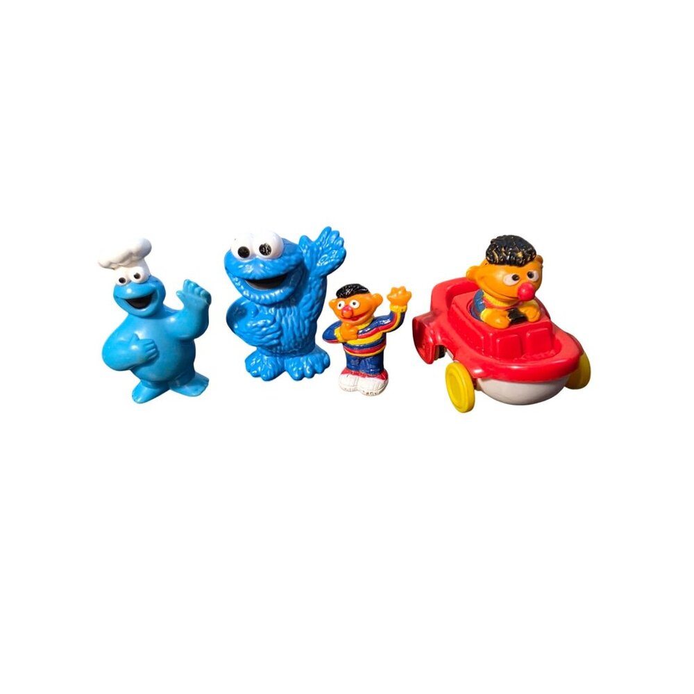 Vintage Sesame Street Ernie & Cookie Monster Figure Toy Lot